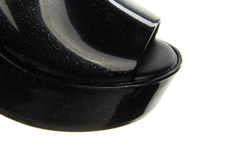 Klapki Melissa Mule Ad Black Glitter 010439, Czarny, Guma