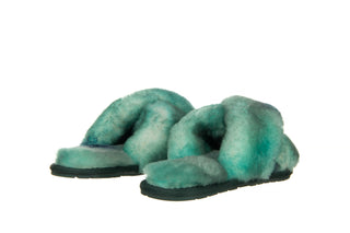 Kapcie Emu Mayberry Tie Dye Green Sea 119138, Zielony, Futro naturalne