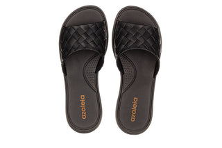 Klapki Azaleia Simone Comfy Flat Rast Black 198016, Czarny, Tworzywo