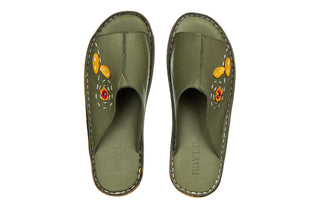 Klapki Bayla-161 016 925 Khaki 161270, Zielony, Skóra naturalny