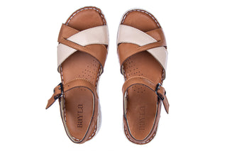 Sandały Bayla-161 016 981 Beige Coconut 161197, Brąz/ Beż, Skóra naturalna