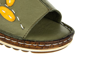 Klapki Bayla-161 016 925 Khaki 161270, Zielony, Skóra naturalny
