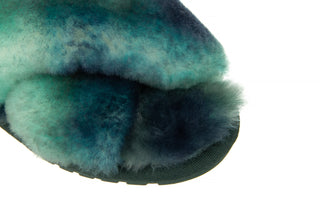 Kapcie Emu Mayberry Tie Dye Green Sea 119138, Zielony, Futro naturalne