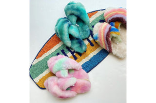 Kapcie Emu Mayberry Tie Dye Green Sea 119138, Zielony, Futro naturalne