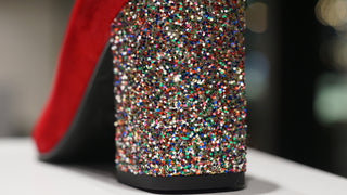 Czółenka Bayla-056 7063-1432 Bordo Glitter, Skóra naturalna