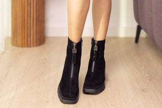 Botki Loretta Vitale C9645 Black Suede 514286, Czarny, Skóra naturalna