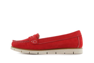 Mokasyny Bayla-112 058-519 15YY Byn Kirmizi Nubuck - Red, Czerwony, Skóra naturalna