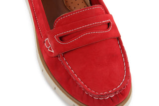 Mokasyny Bayla-112 058-519 15YY Byn Kirmizi Nubuck - Red, Czerwony, Skóra naturalna