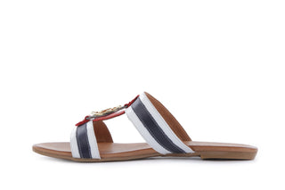 Klapki Bayla-112 243-460 BY Byz Laci Krmz - White Navy Red 16, Biały/Niebieski/Czerwony, Skóra naturalna
