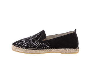 Espadryle Bayla-115 107601 Serraje Negro, Czarny, Skóra naturalna