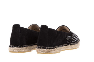 Espadryle Bayla-115 107601 Serraje Negro, Czarny, Skóra naturalna