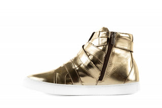 Trampki Bayla-123 5901137 Gold, Złoty, Skóra naturalna