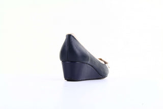 Czółenka Bayla 1252-55 Navy-Beige, Granat, Skóra naturalna