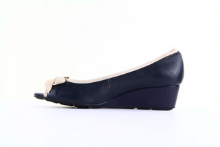 Czółenka Bayla 1252-55 Navy-Beige, Granat, Skóra naturalna