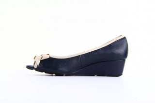 Czółenka Bayla 1252-55 Navy-Beige, Granat, Skóra naturalna