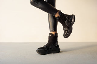 Botki Bayla-161 194 688 01 60 Black Nubuck 161647, Czarny, Skóra naturalna