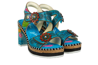 Sandały Laura Vita Naomio 02 Turquoise 202069, Niebieski, Skóra naturalna