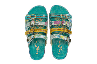 Klapki Laura Vita Liloo 5025 Turquoise 202066, Niebieski, Skóra naturalna