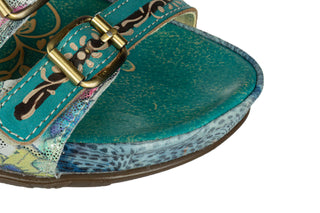 Klapki Laura Vita Liloo 5025 Turquoise 202066, Niebieski, Skóra naturalna