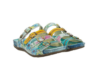 Klapki Laura Vita Liloo 5025 Turquoise 202066, Niebieski, Skóra naturalna