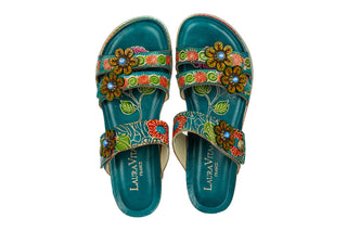 Klapki Laura Vita Bonito 19 Turquoise 202065, Niebieski, Skóra naturalna