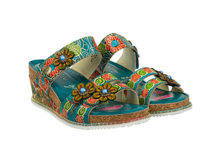 Klapki Laura Vita Bonito 19 Turquoise 202065, Niebieski, Skóra naturalna