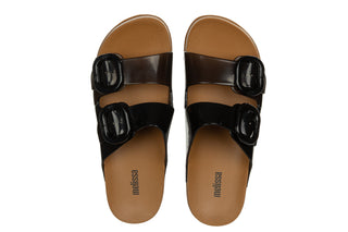 Klapki Melissa Cozy Slide Ad Brown Black 010484, Czarny, Tworzywo sztuczne