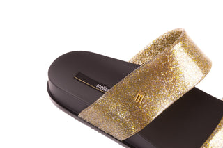 Klapki Melissa Cosmic AD Glitter Glass Black, Czarny/Złoty, Guma