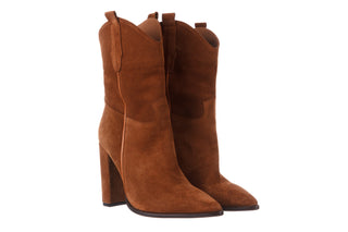 Botki Bayla-195 OZ-7337 Chestnut Suede 195018, Brąz, Skóra naturalna