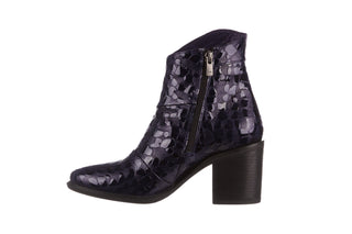 Botki Bayla 161 050 0021 3024 Navy Print 161166, Granat, Skóra naturalna lakierowana