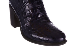 Botki Bayla 161 050 0021 3024 Navy Print 161166, Granat, Skóra naturalna lakierowana