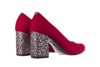 Czółenka Bayla-056 7063-1432 Bordo Glitter, Skóra naturalna