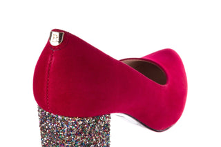 Czółenka Bayla-056 7063-1432 Bordo Glitter, Skóra naturalna