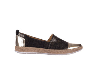 Espadryle Bayla-100 485 Czarny Złoty, Skóra naturalna