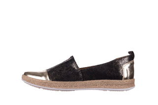 Espadryle Bayla-100 485 Czarny Złoty, Skóra naturalna