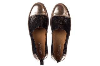 Espadryle Bayla-100 485 Czarny Złoty, Skóra naturalna