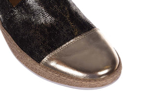 Espadryle Bayla-100 485 Czarny Złoty, Skóra naturalna
