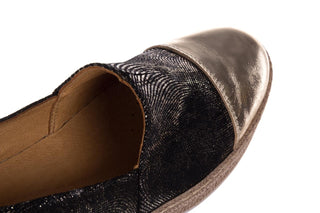 Espadryle Bayla-100 485 Czarny Złoty, Skóra naturalna