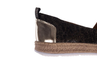 Espadryle Bayla-100 485 Czarny Złoty, Skóra naturalna