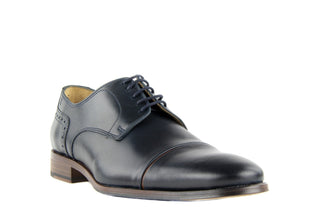 Półbuty Valuni 8677 Blue/Tan, Granat, Skóra naturalna