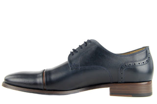 Półbuty Valuni 8677 Blue/Tan, Granat, Skóra naturalna