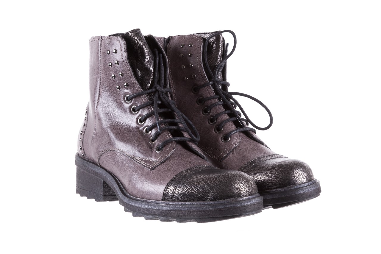 Trzewiki bayla-131 8300 grey, szary, skóra naturalna  - worker boots - trendy - kobieta 8
