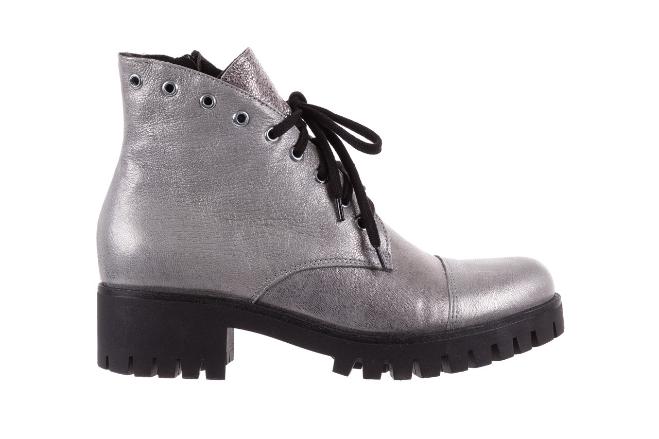 Trzewiki bayla-076 1535 srebro, skóra naturalna  - worker boots - trendy - kobieta 8