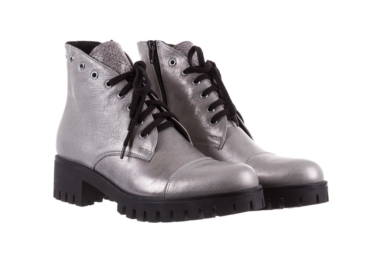Trzewiki bayla-076 1535 srebro, skóra naturalna  - worker boots - trendy - kobieta 9