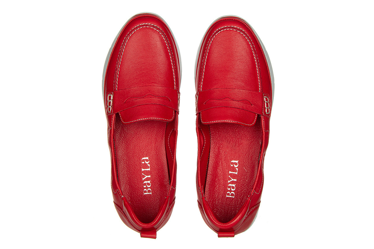 Półbuty bayla-161 161 711 red 161357, czerwony, skóra naturalna - wsuwane - półbuty - buty damskie - kobieta 10