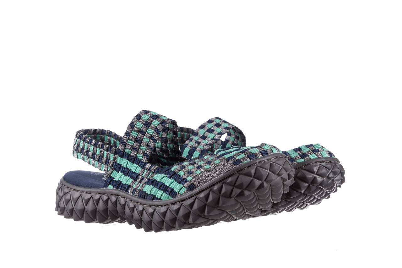 Sandały rock over sandal met navy pewter mint 20, niebieski, materiał  - sandały - buty damskie - kobieta 8