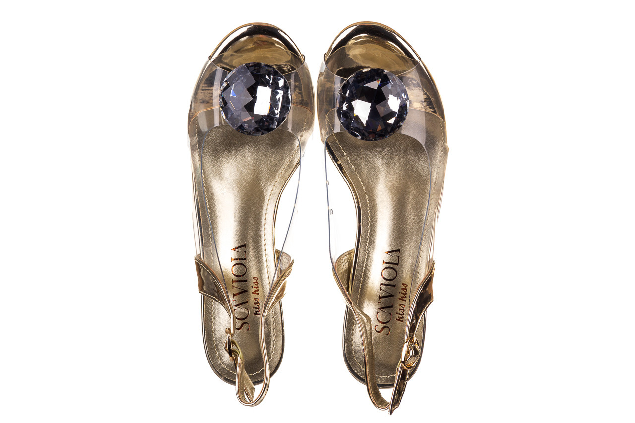 Sandały sca'viola g-17 gold 21 047169, złoty silikon - na obcasie - sandały - buty damskie - kobieta 12