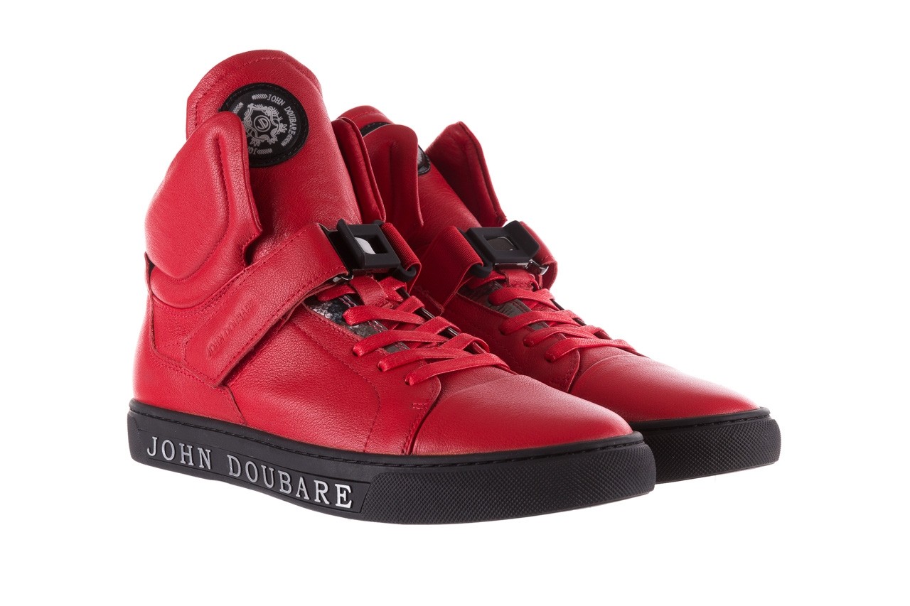 Sneakersy john doubare m78516b-3 red, czerwony, skóra naturalna - mężczyzna 10