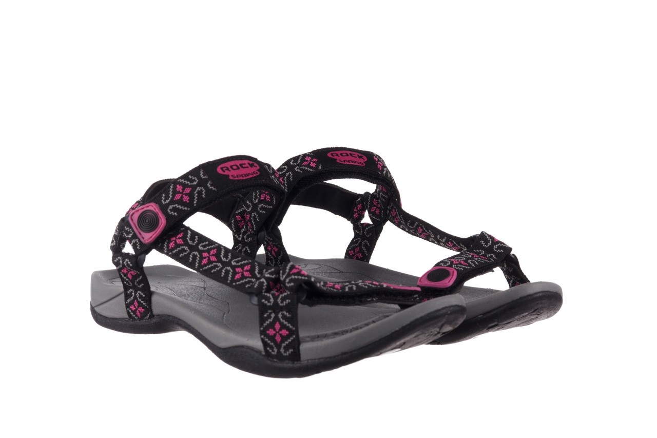 Sandały rock vinay black fuchsia, czarny/ róż, materiał - płaskie - sandały - buty damskie - kobieta 8