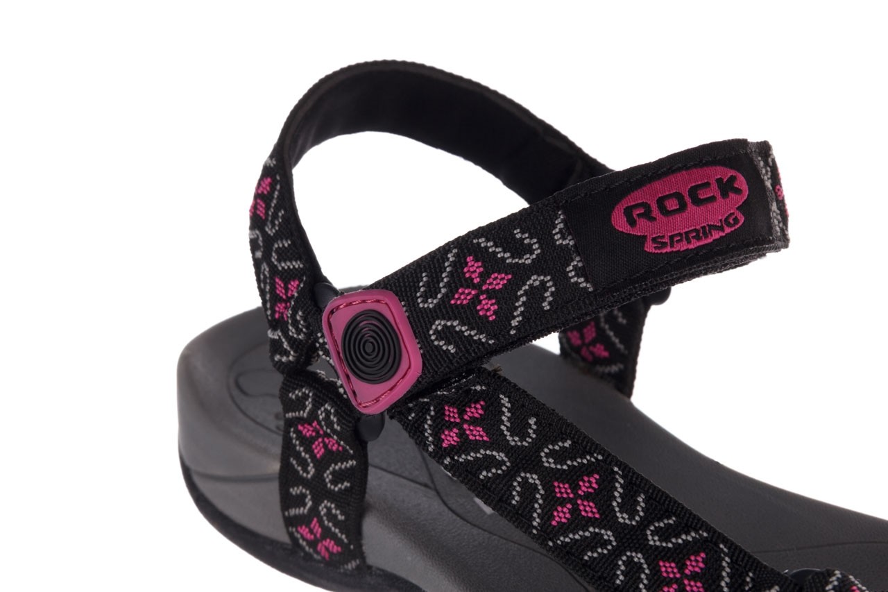 Sandały rock vinay black fuchsia, czarny/ róż, materiał - sandały - buty damskie - kobieta 13
